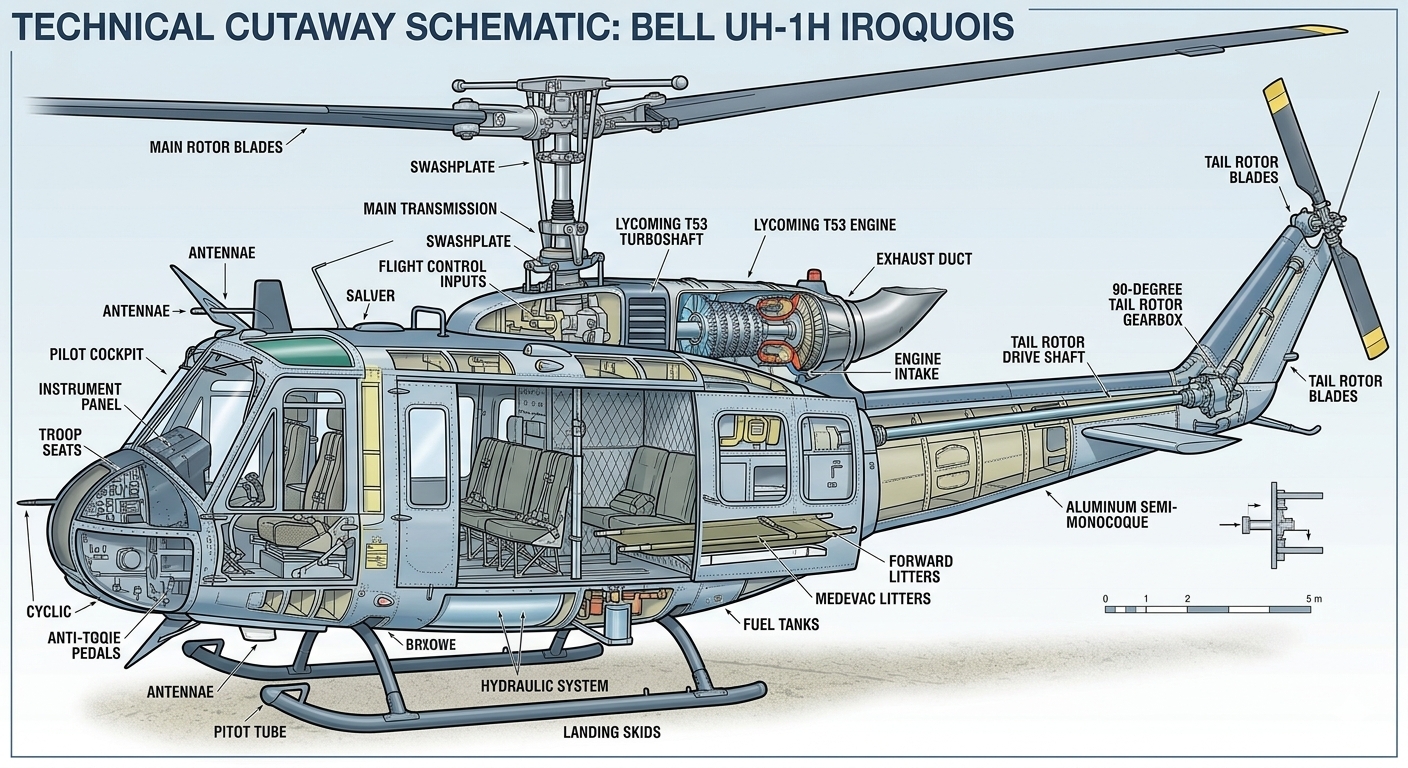Technical Cutaway of UH-1H